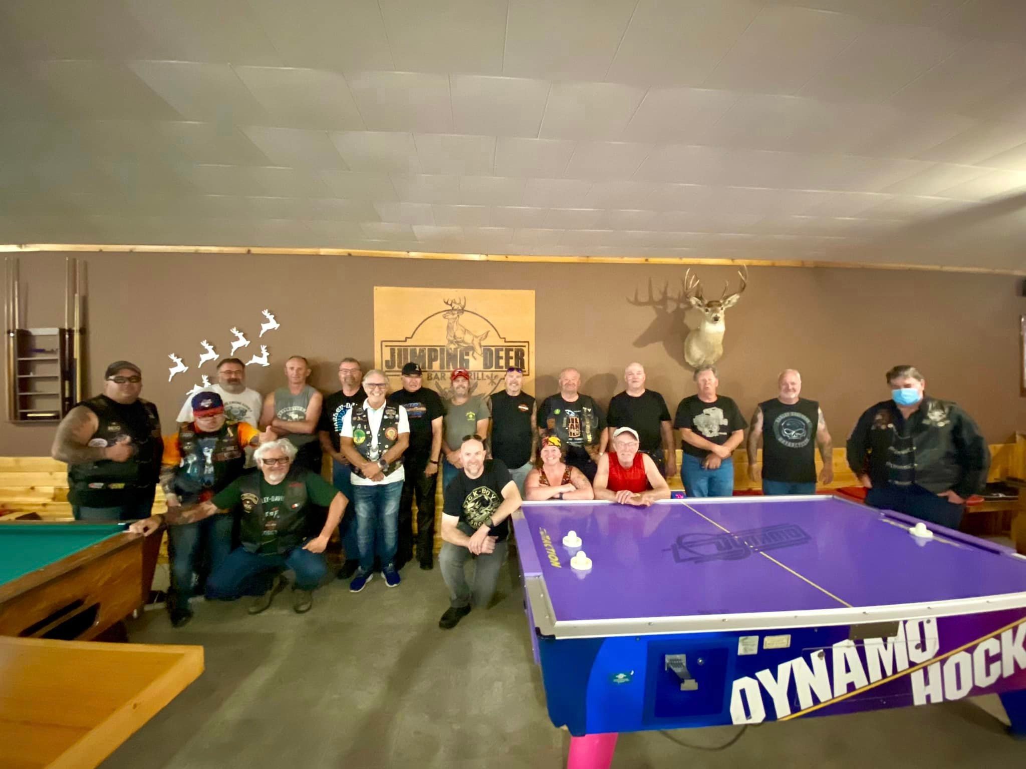 Chapter members group photo at the Jumping Deer Bar and Grill